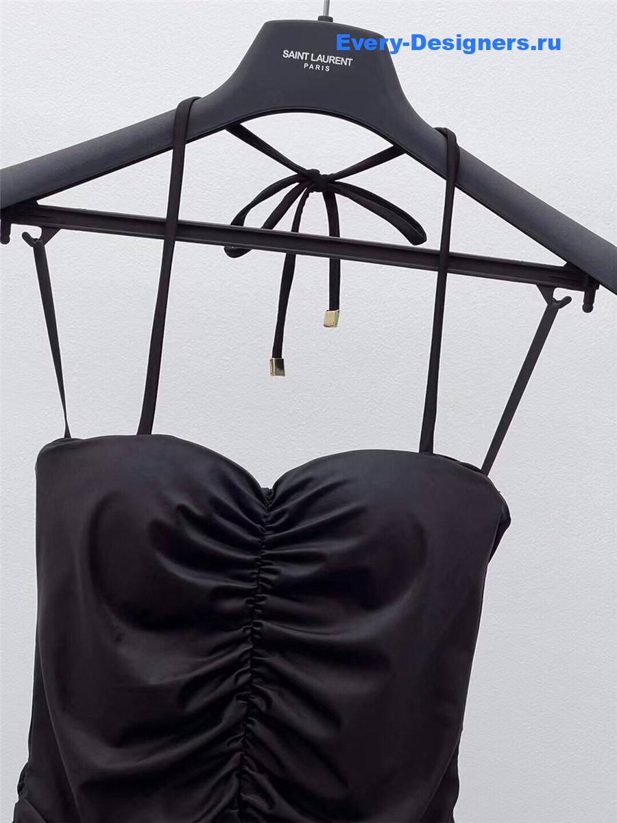 Sa1nt Lau*nt black halter one-piece swimwear