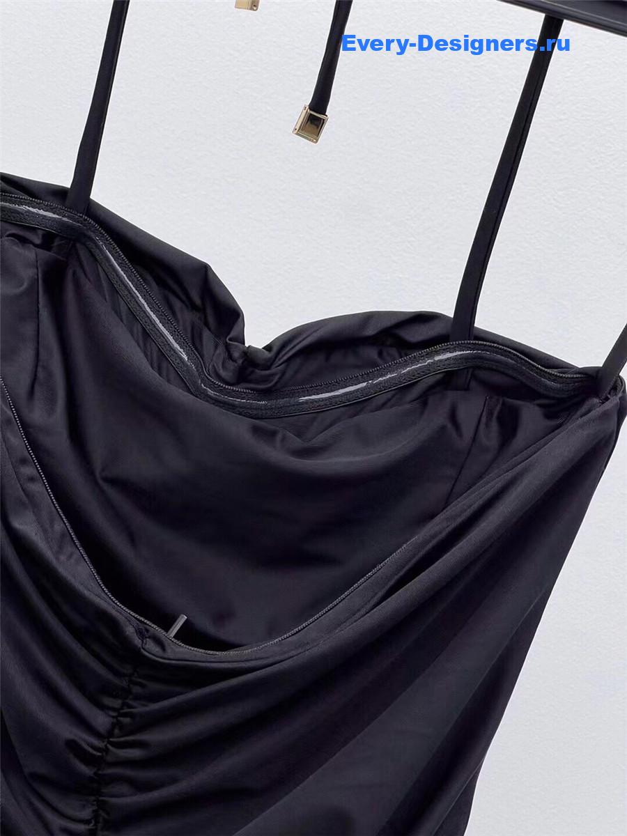 Sa1nt Lau*nt black halter one-piece swimwear