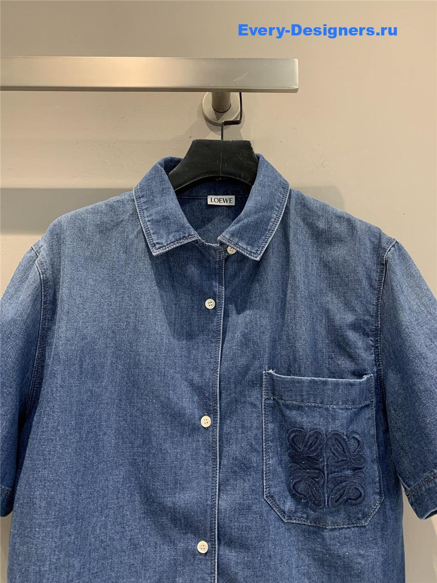L0ew* anagram-patch blue shirt