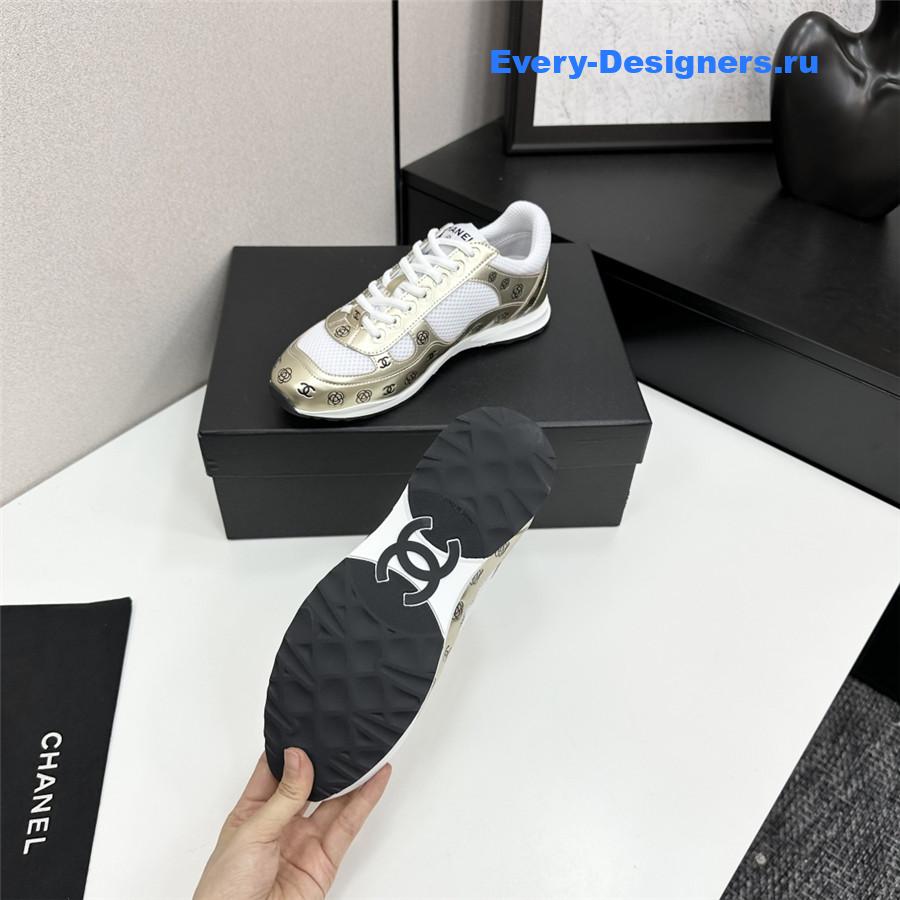 Ch**el cc logo white gold sneaker