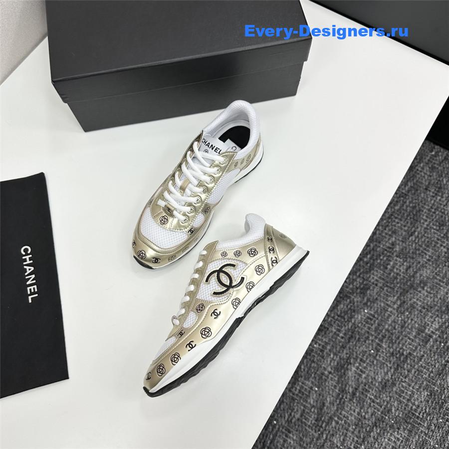 Ch**el cc logo white gold sneaker