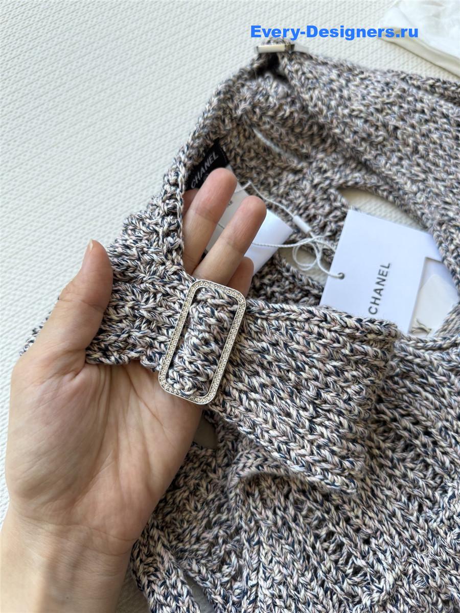 Ch**el grey hollow knit skirt