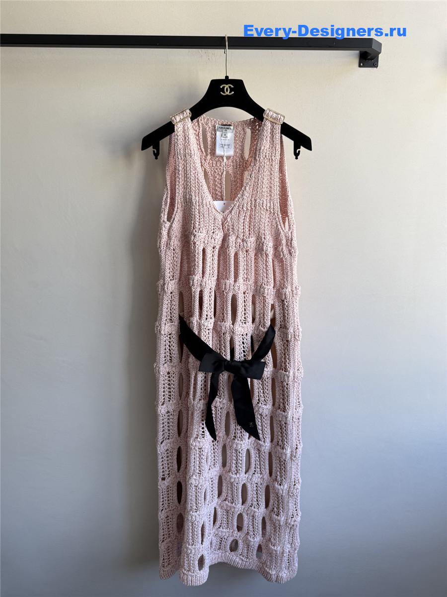 Ch**el pink hollow knit skirt