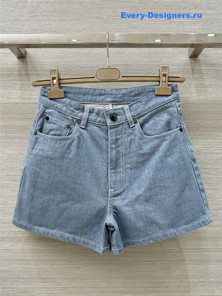F**di ff embossed denim shorts