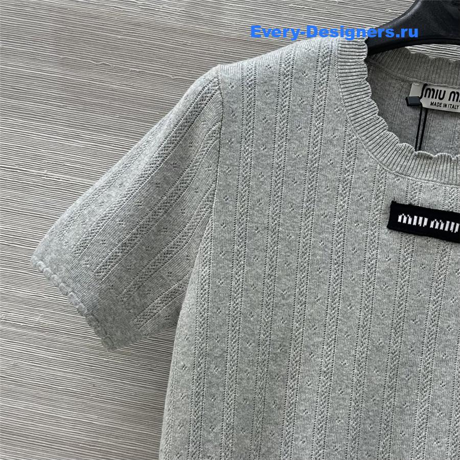 Miu Miu Grey Logo T-Shirt