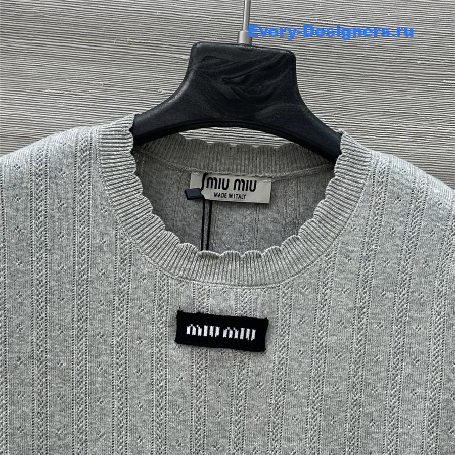 Miu Miu Grey Logo T-Shirt