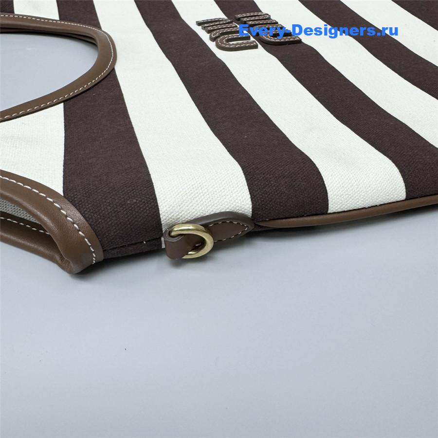 Miu Miu Ivy Brown White Striped Tote Bag