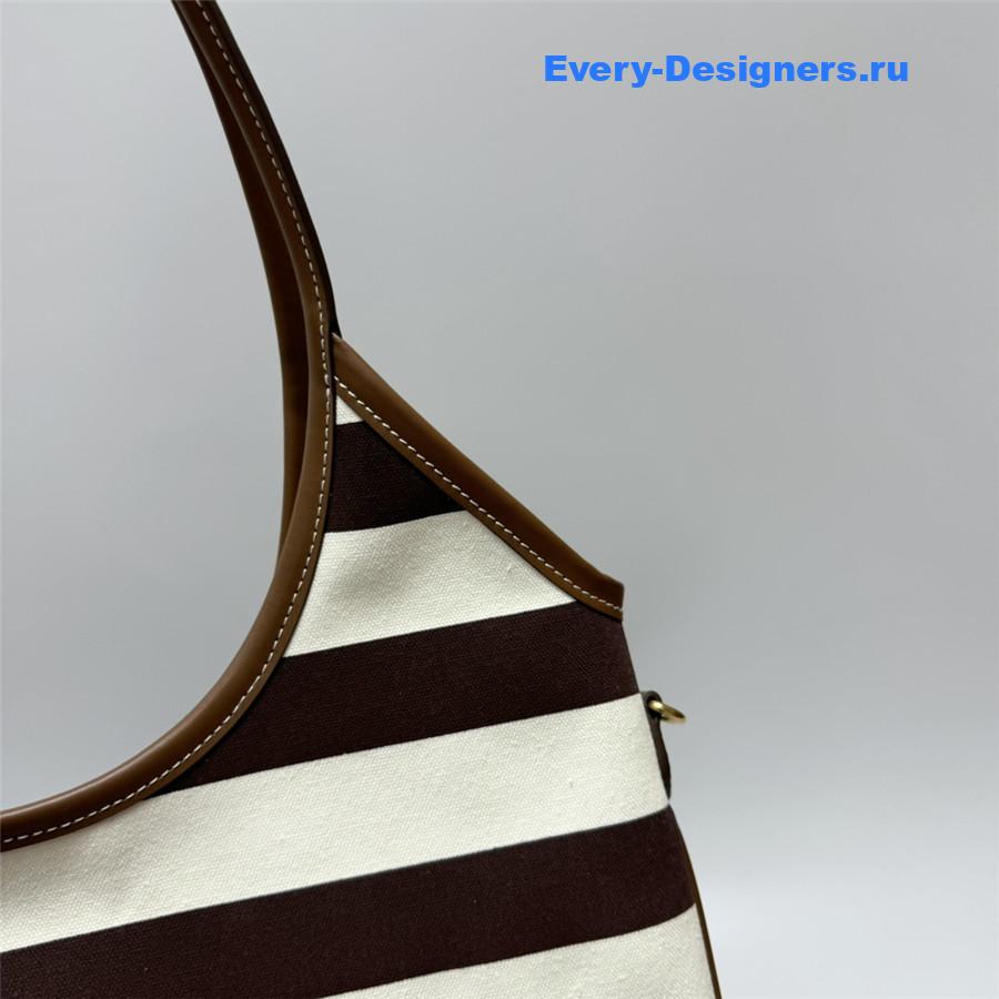 Miu Miu Ivy Brown White Striped Tote Bag