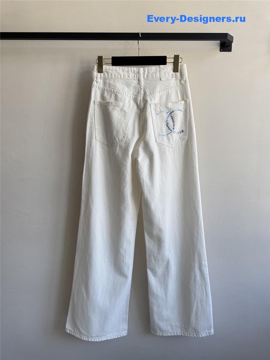 Ch**el cc logo wide-leg jeans