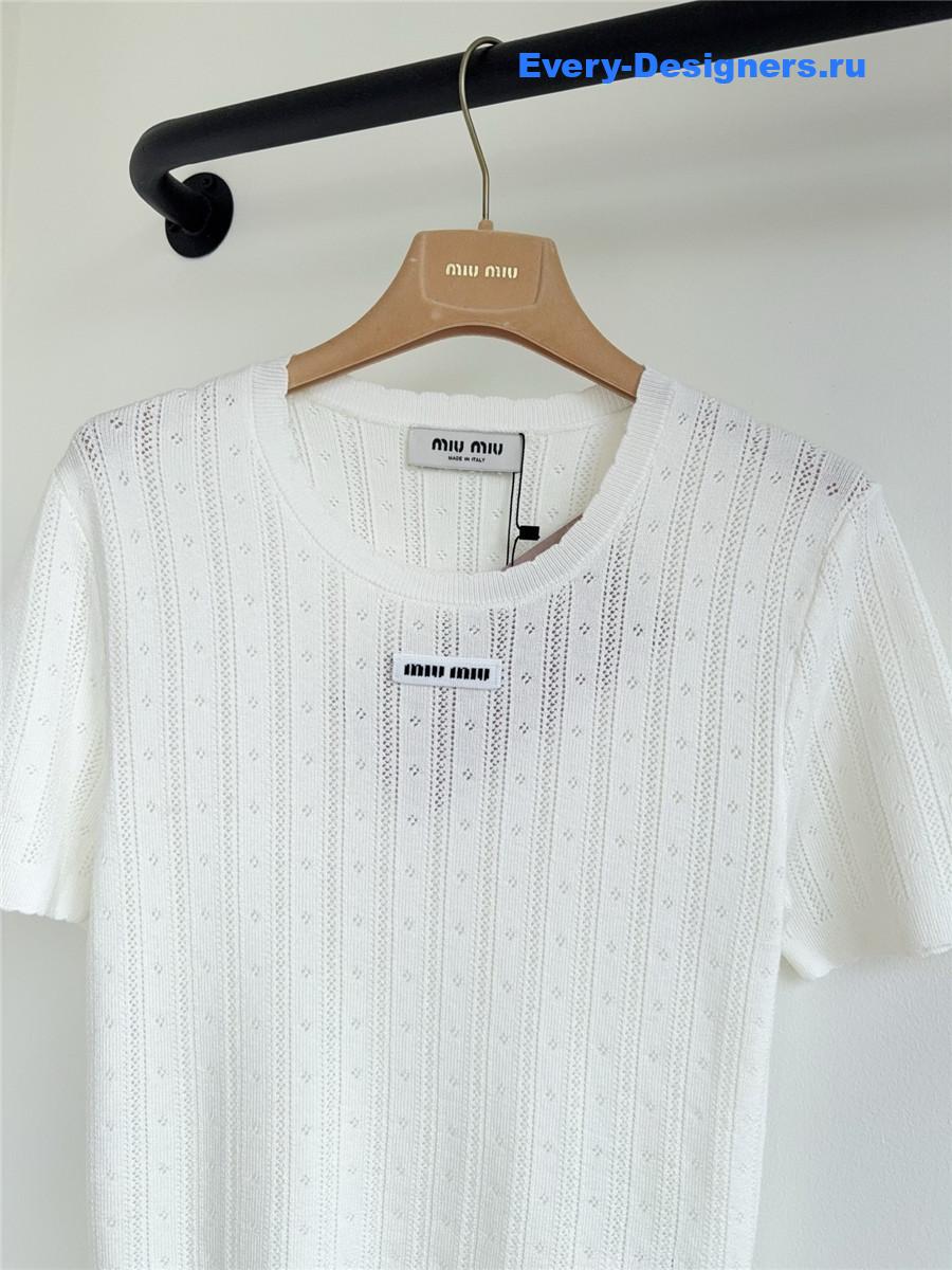 Miu Miu White Short-Sleeve Top