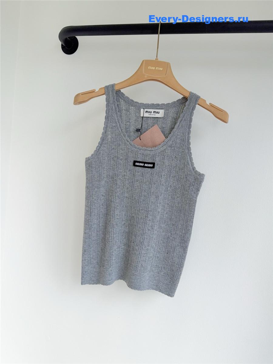 Miu Miu Gray Hollow Knit Tank