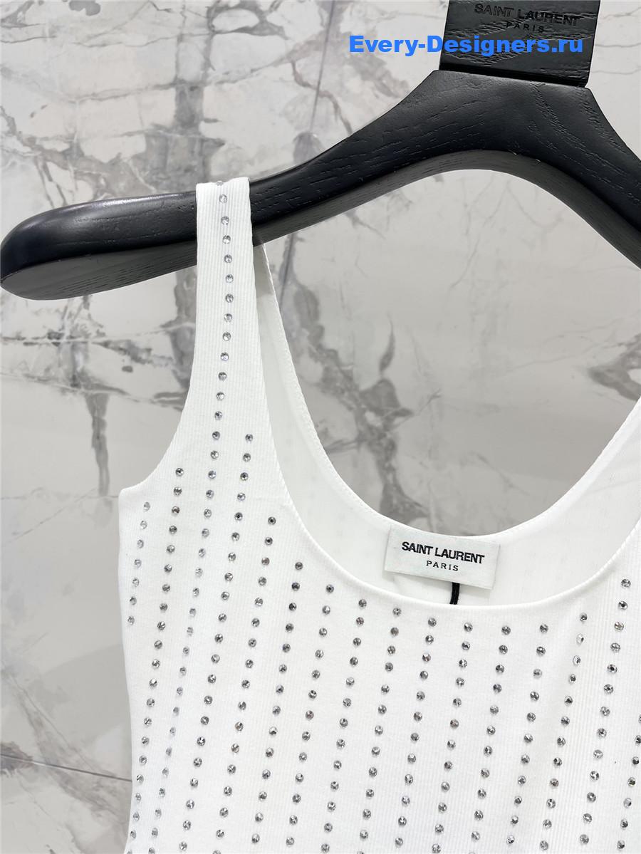 Sa1nt Lau*nt crystal-embellished bodysuit