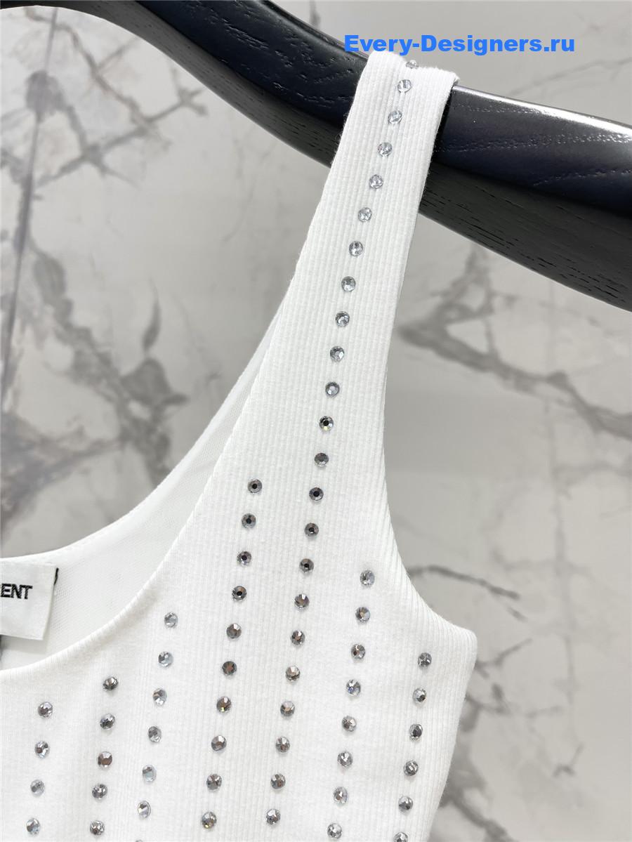 Sa1nt Lau*nt crystal-embellished bodysuit