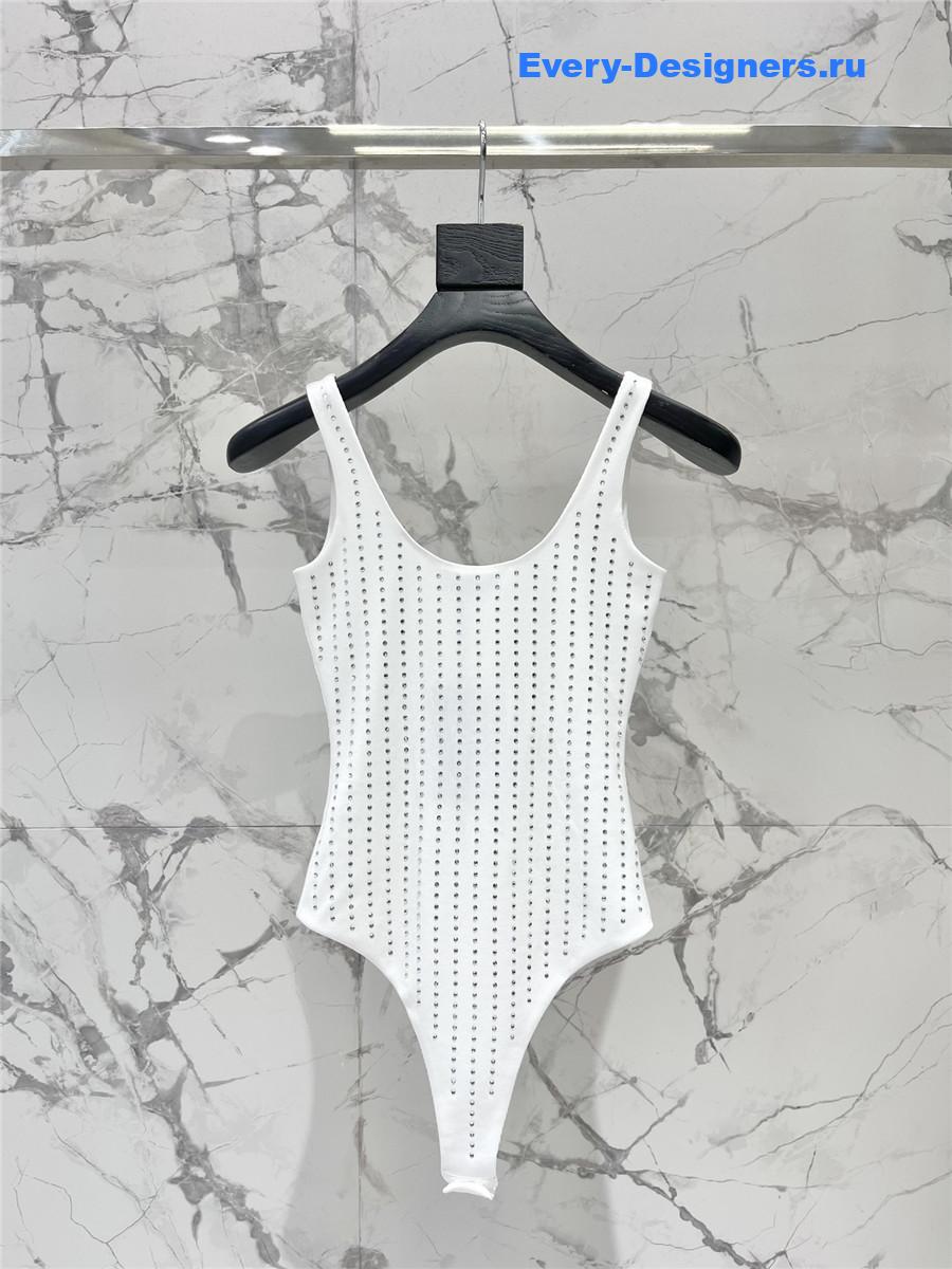 Sa1nt Lau*nt crystal-embellished bodysuit