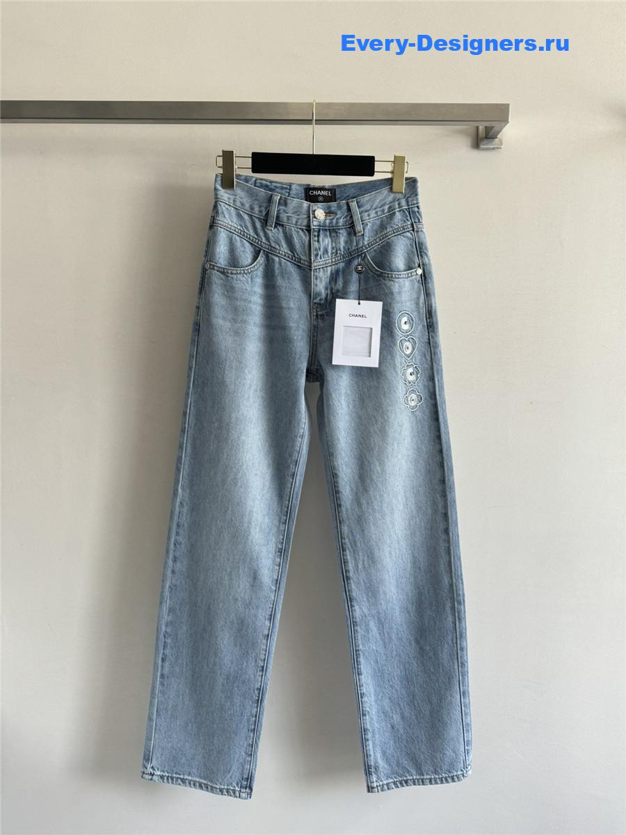 Ch**el light blue straight-leg jeans