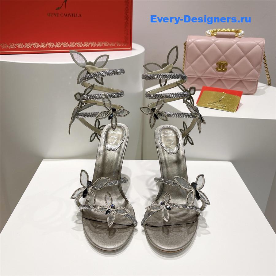 René Caovilla Margot Silver Rhinestone Sandals