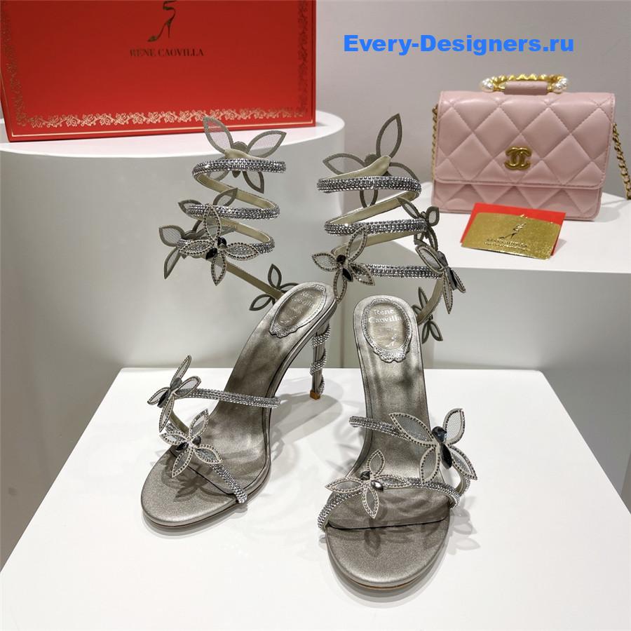 René Caovilla Margot Silver Rhinestone Sandals