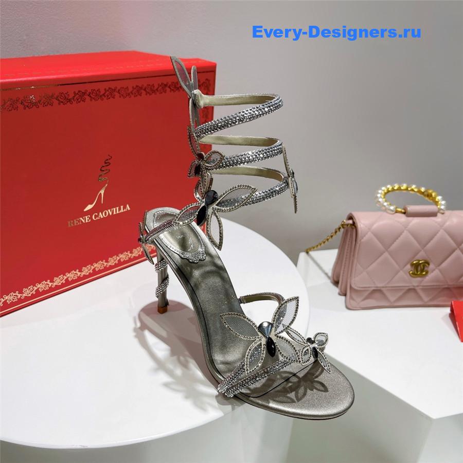 René Caovilla Margot Silver Rhinestone Sandals