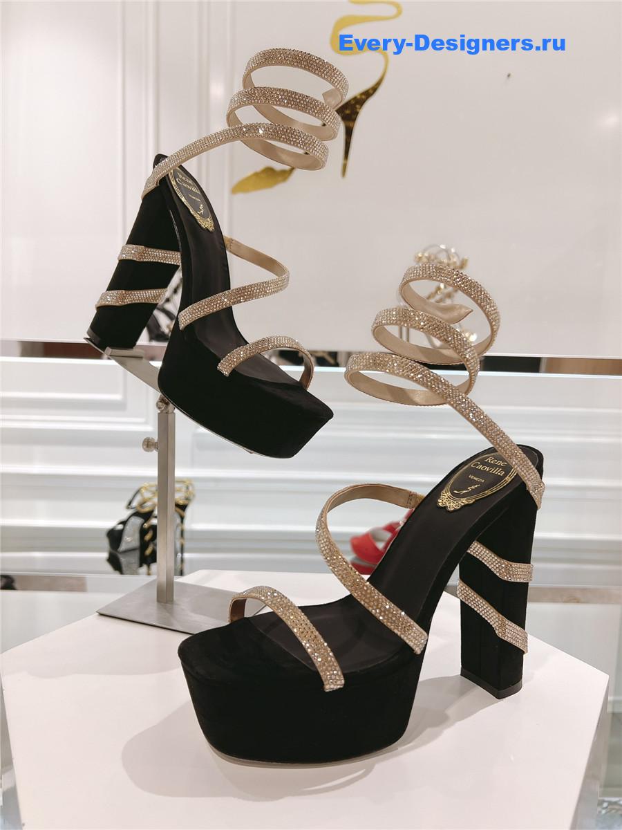 Rene Caovilla Cleo 155mm Gold Platform Sandals