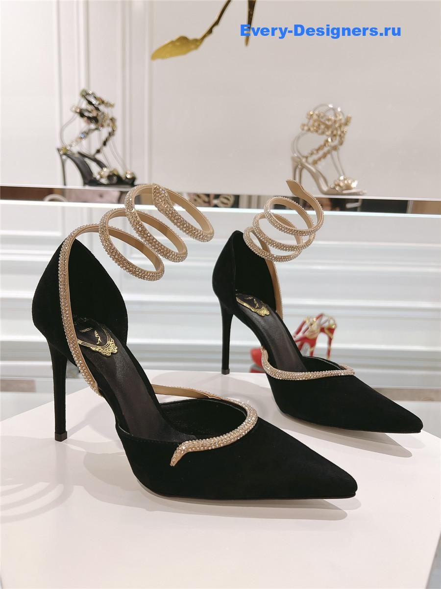 René Caovilla Cleo Black Wraparound Pumps
