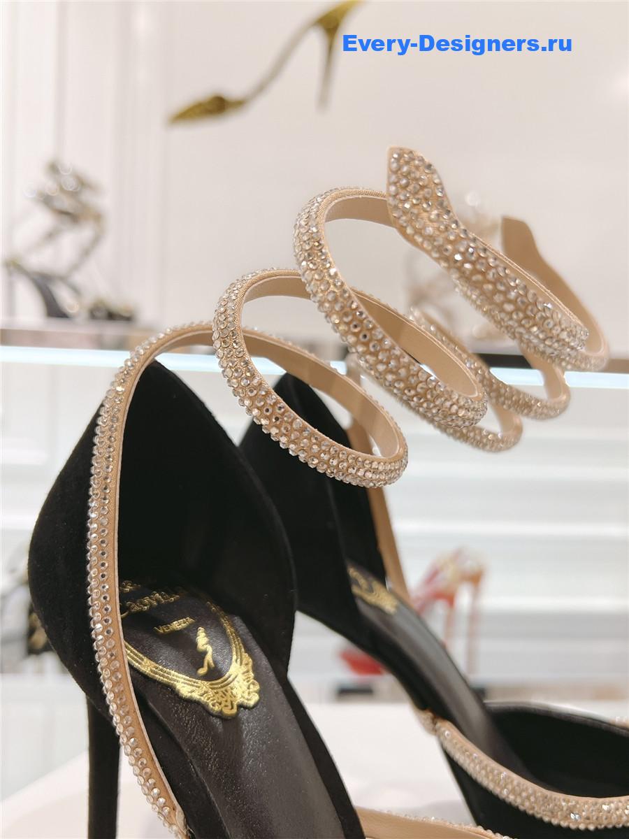 René Caovilla Cleo Black Wraparound Pumps