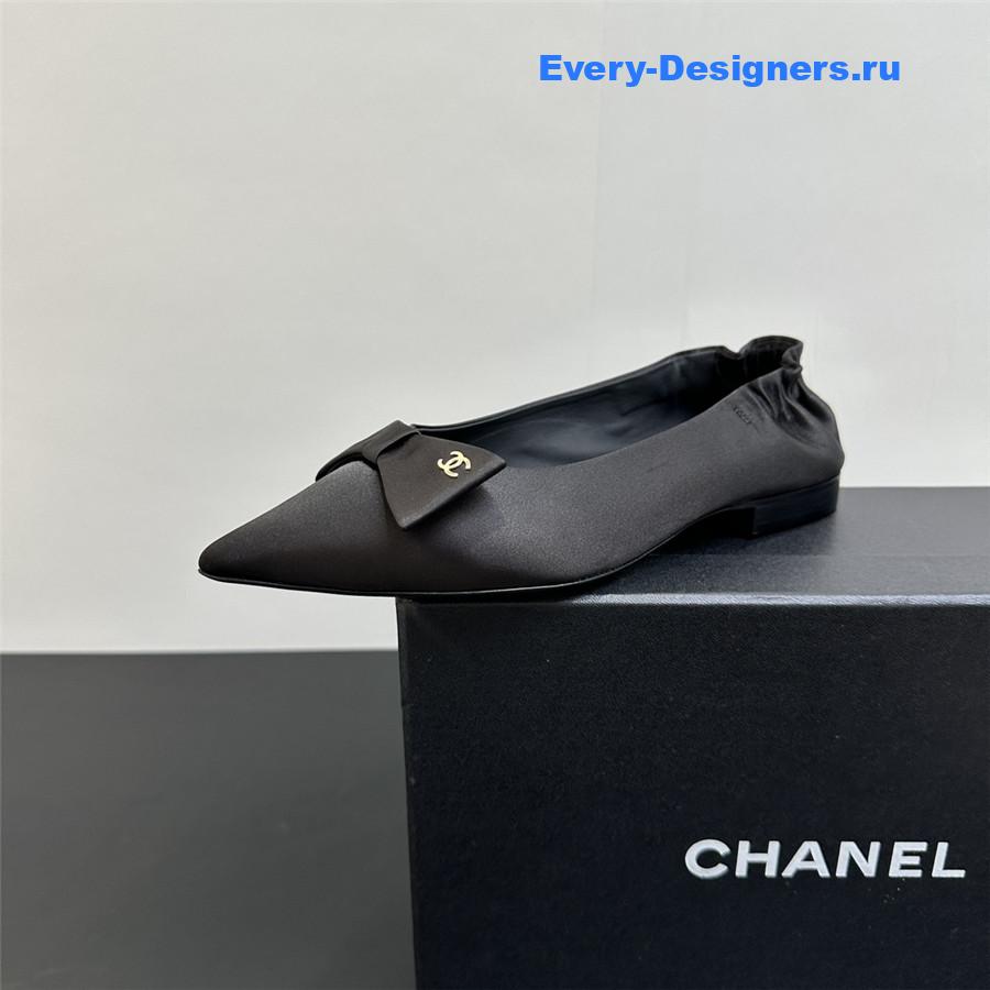 Ch**el black pointed bow ballet flats