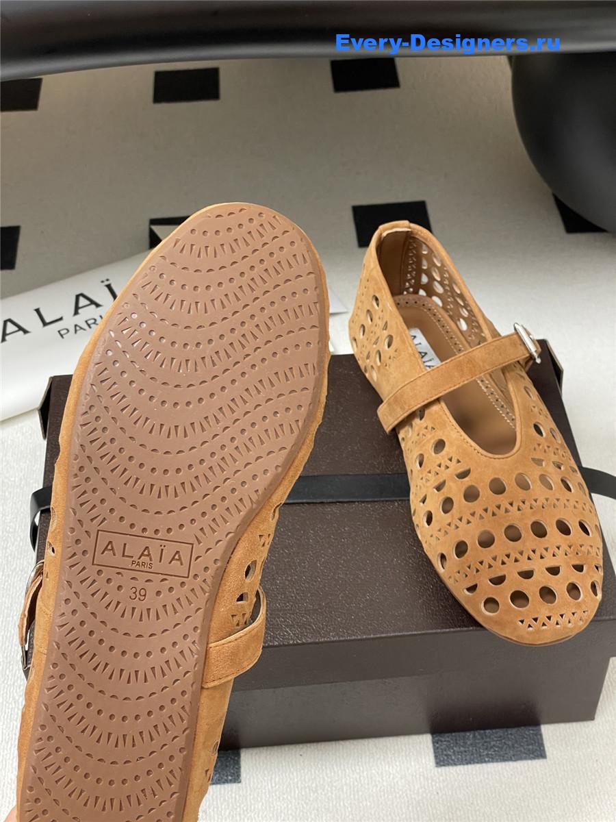 Alaïa Vienne Brown Leather Ballet Flats