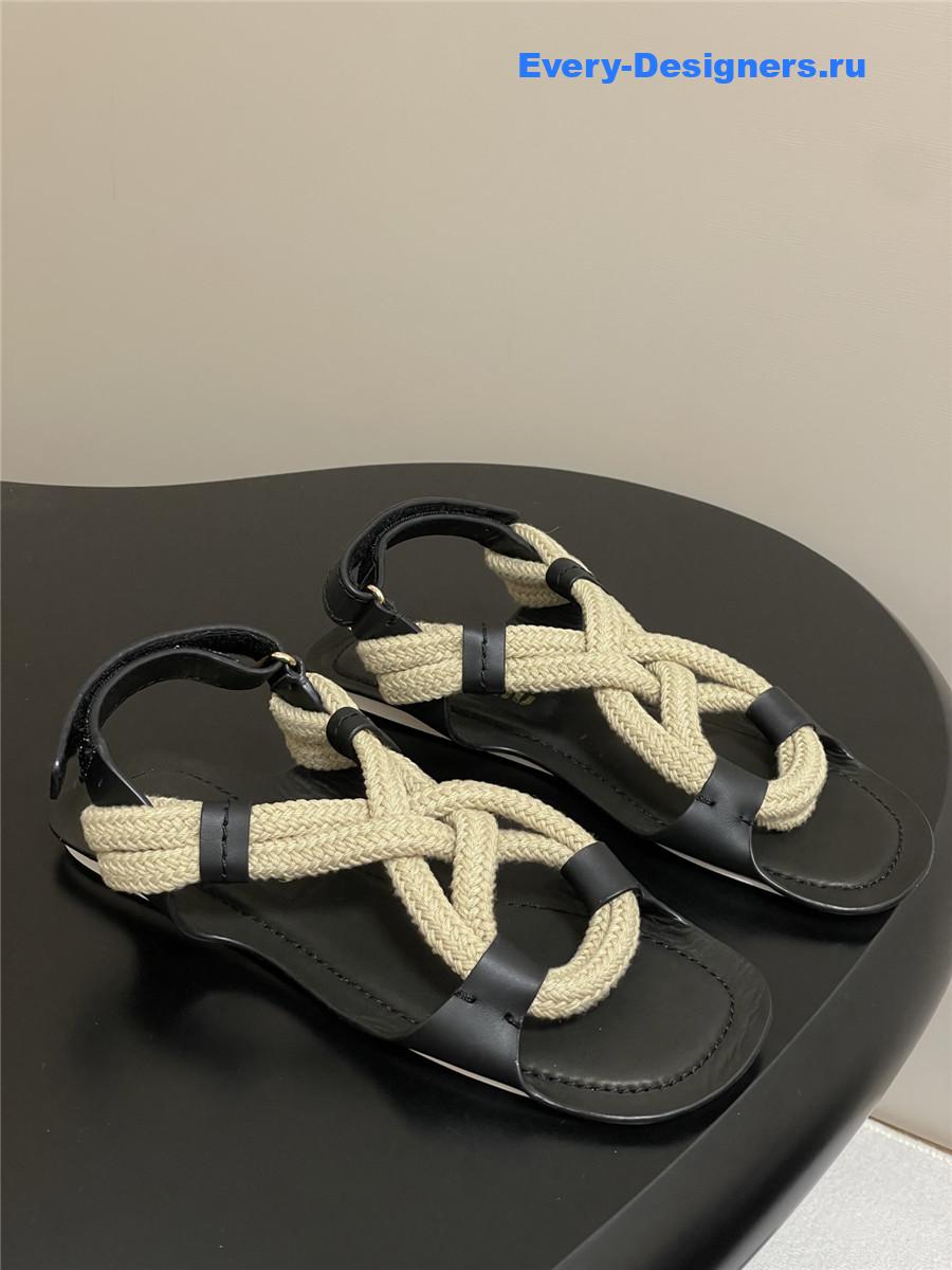 Miu Miu Black Flat Cord Sandals