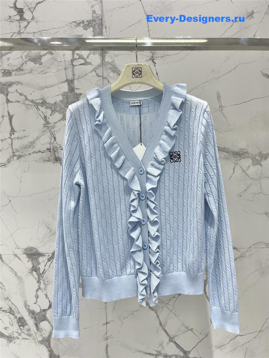 L0ew* ruffled hollow knit cardigan