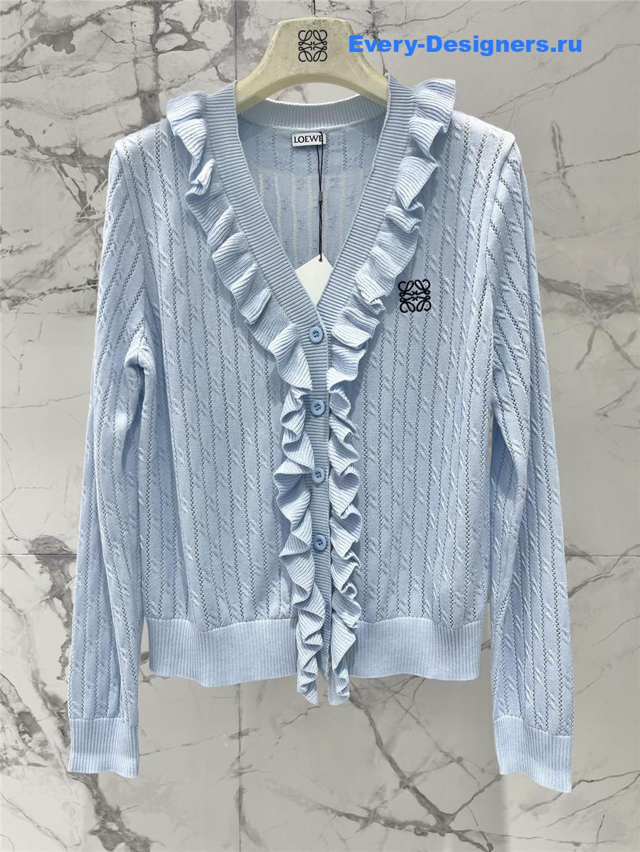 L0ew* ruffled hollow knit cardigan