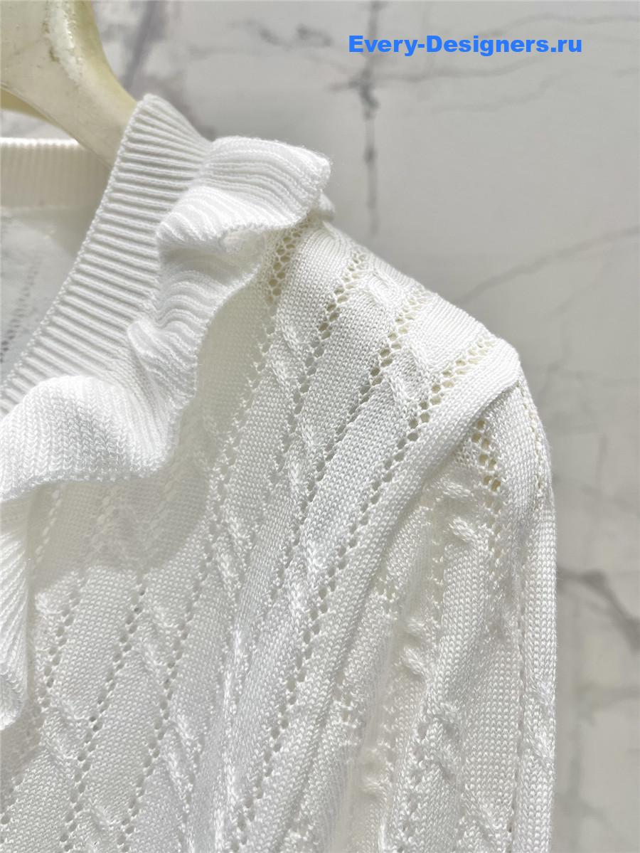 L0ew* white ruffled knit cardigan