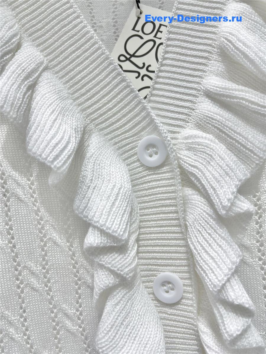 L0ew* white ruffled knit cardigan