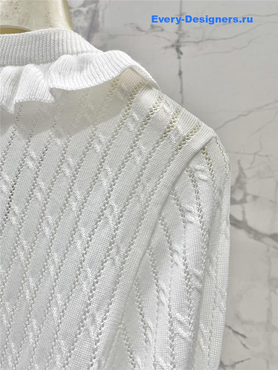 L0ew* white ruffled knit cardigan