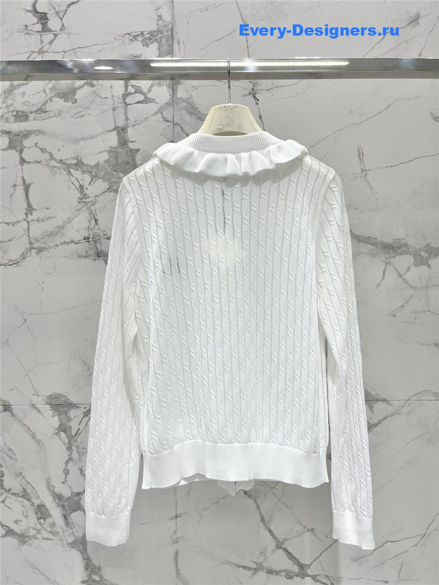 L0ew* white ruffled knit cardigan