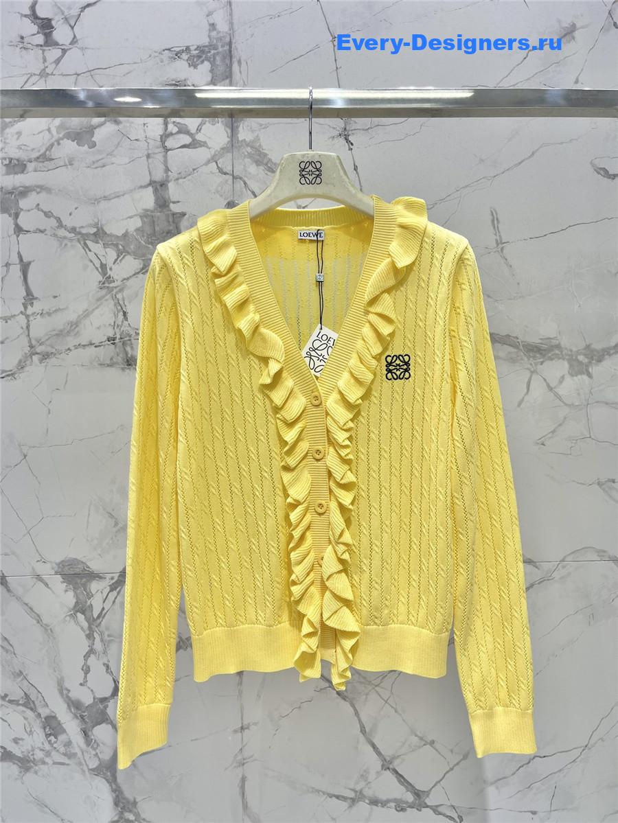 L0ew* yellow ruffled knit cardigan