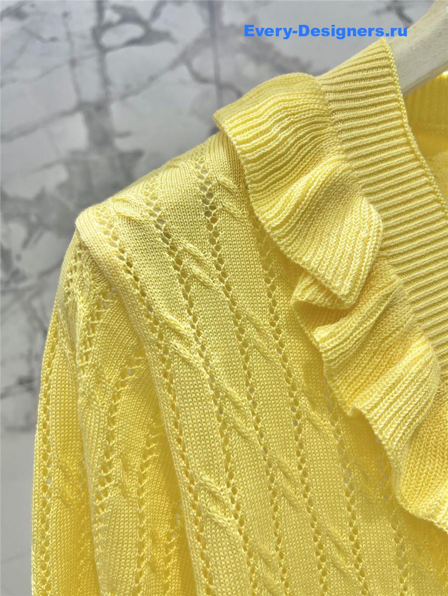 L0ew* yellow ruffled knit cardigan