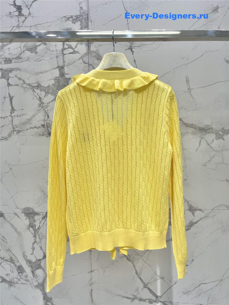 L0ew* yellow ruffled knit cardigan
