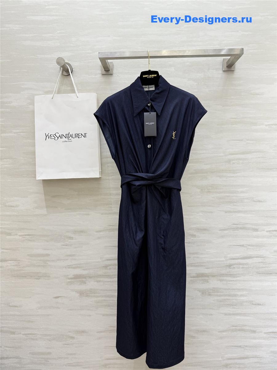 Sa1nt Lau*nt blue cotton shirtdress