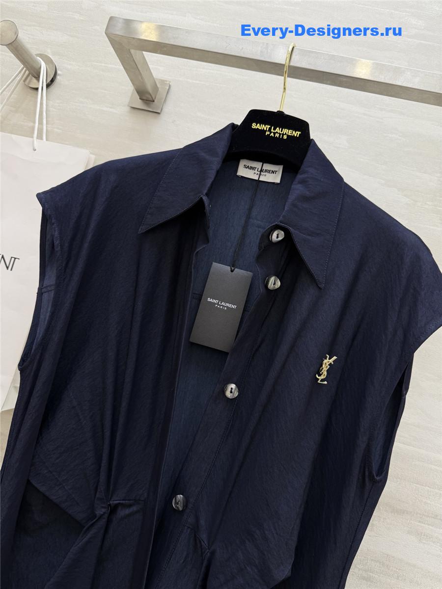 Sa1nt Lau*nt blue cotton shirtdress