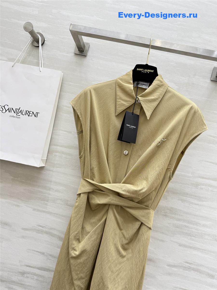 Sa1nt Lau*nt beige cotton shirtdress