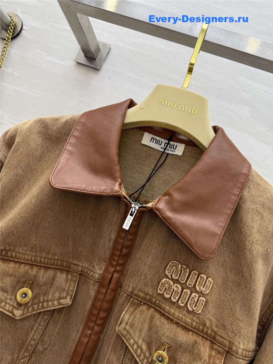 Miu Miu Patchwork Leather Denim Jacket