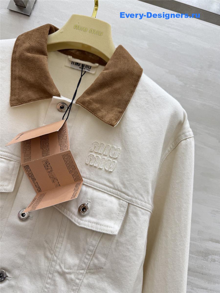 Miu Miu White Patchwork Denim Jacket