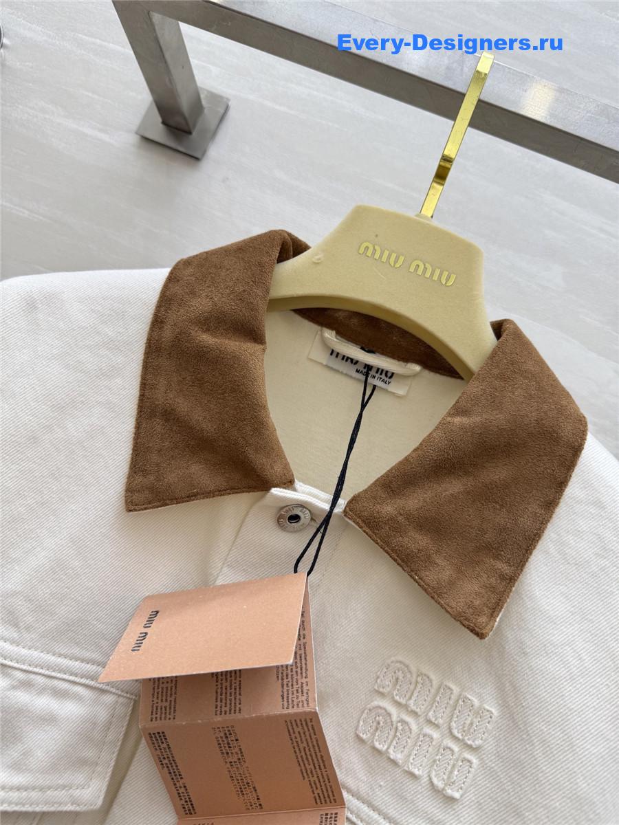 Miu Miu White Patchwork Denim Jacket