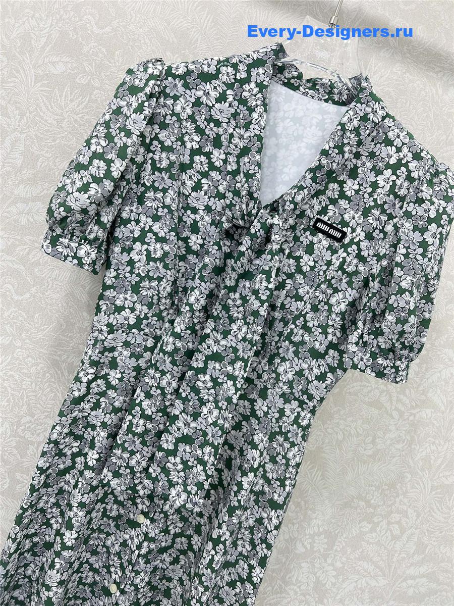 Miu Miu Floral Puff Sleeve Maxi Dress