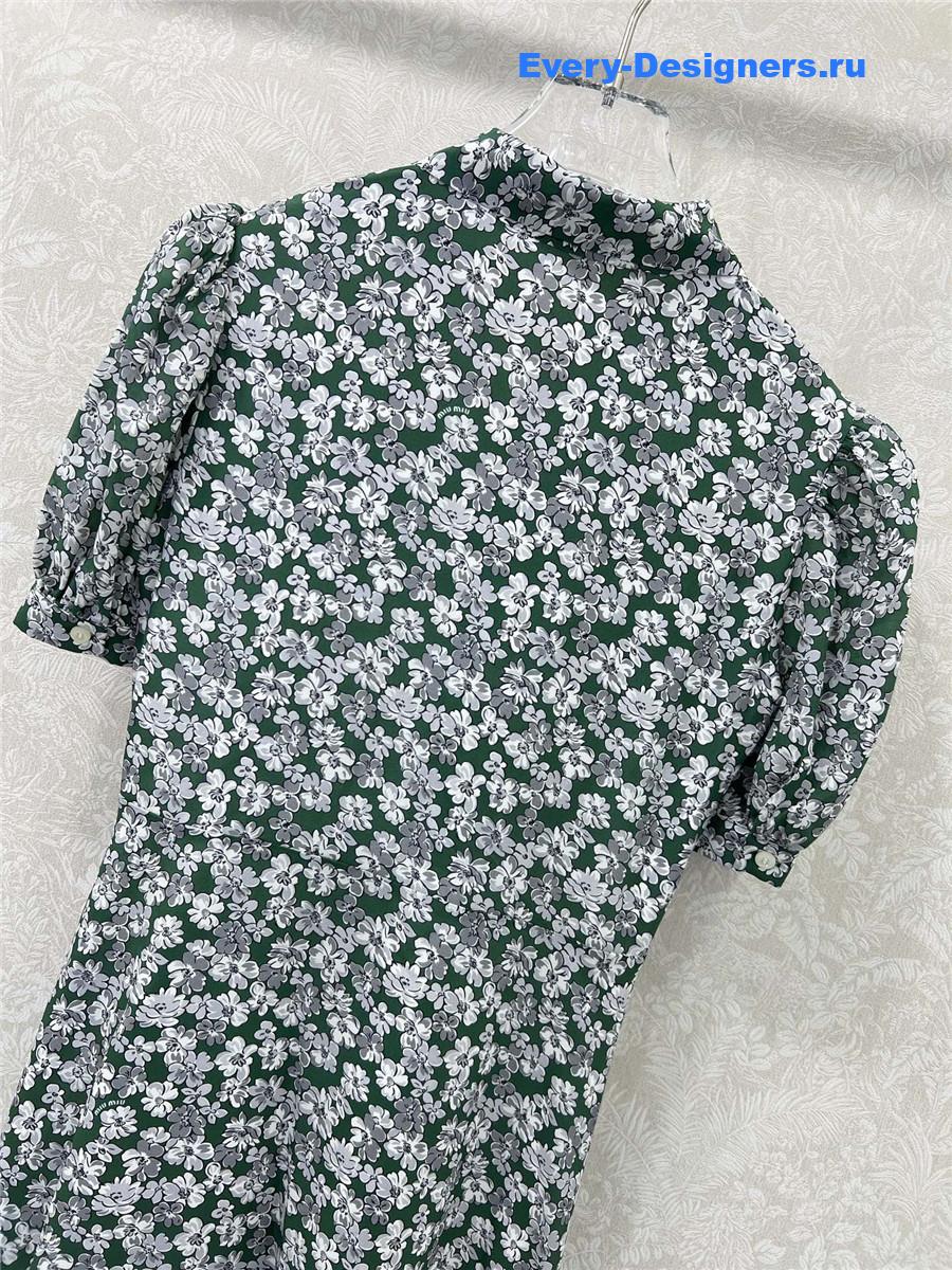 Miu Miu Floral Puff Sleeve Maxi Dress