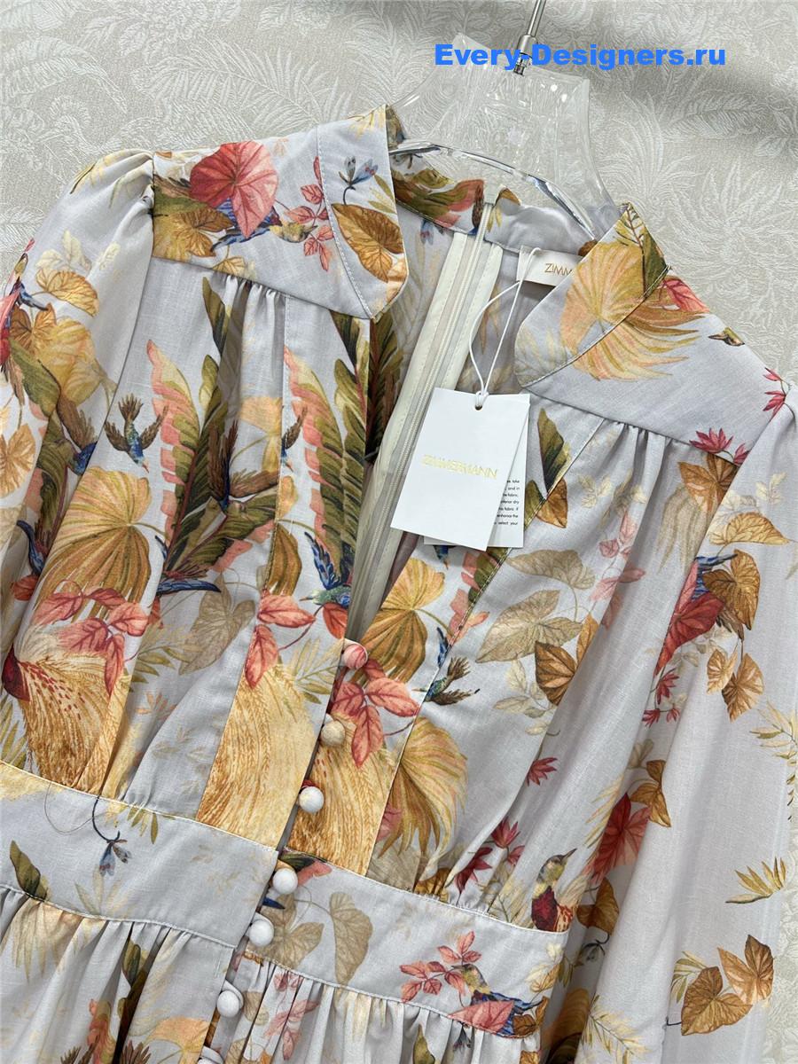 Zimm Colorful Lantern Sleeve Dress