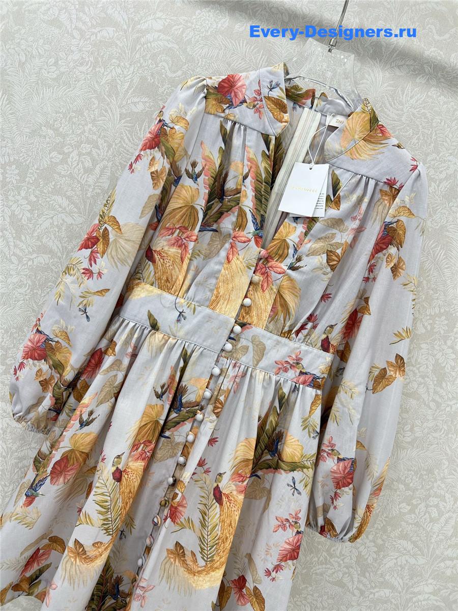 Zimm Colorful Lantern Sleeve Dress