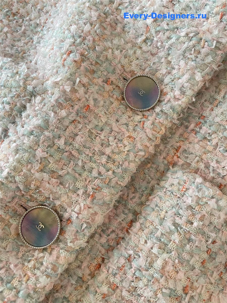 Ch**el blue & pink tweed coat