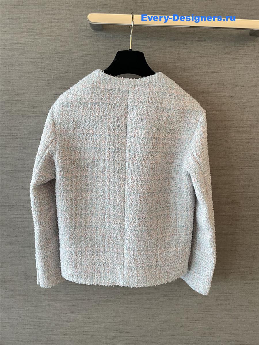 Ch**el blue & pink tweed coat