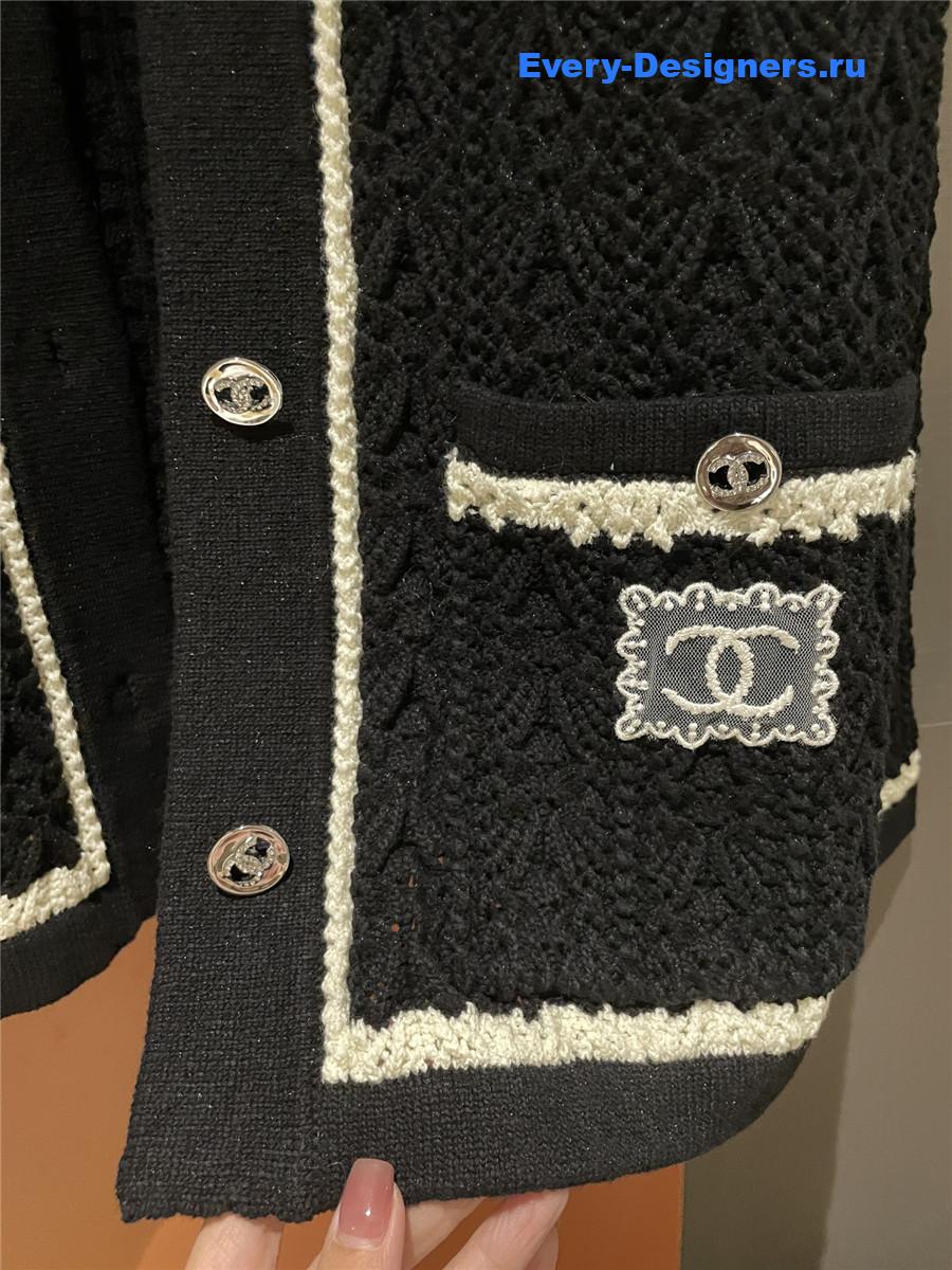 Ch**el black & white knit cardigan